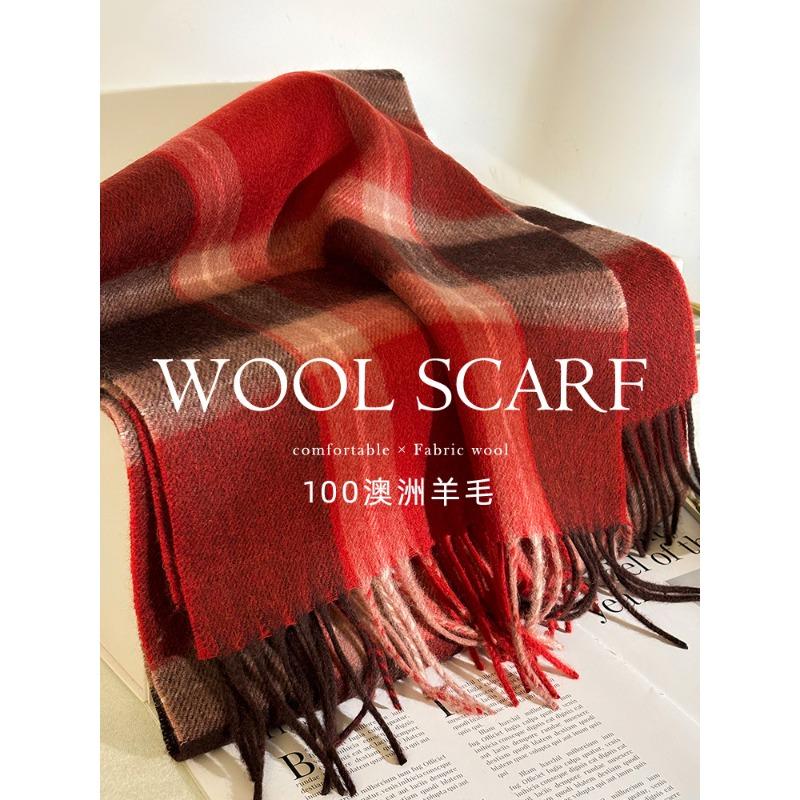 

Mary Heavy treasures! 100% wool Australian wool scarf, women s winter simple plaid couple narrow version long scarf красный