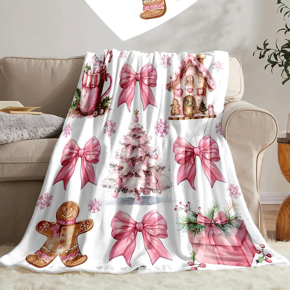 Christmas-themed pattern Blanket for Sofa Bed Travel Camping Living Room Office Conditioning Blanket for All Seasons Gifts