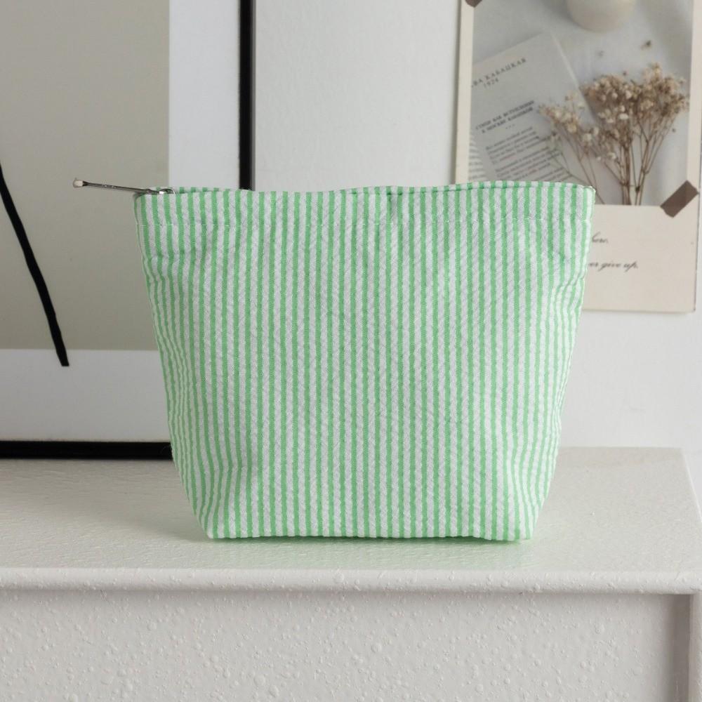 Large Capacity Striped Cosmetic Bag Handheld Pencil Pouch Women Toiletry Bag  Travel Essential