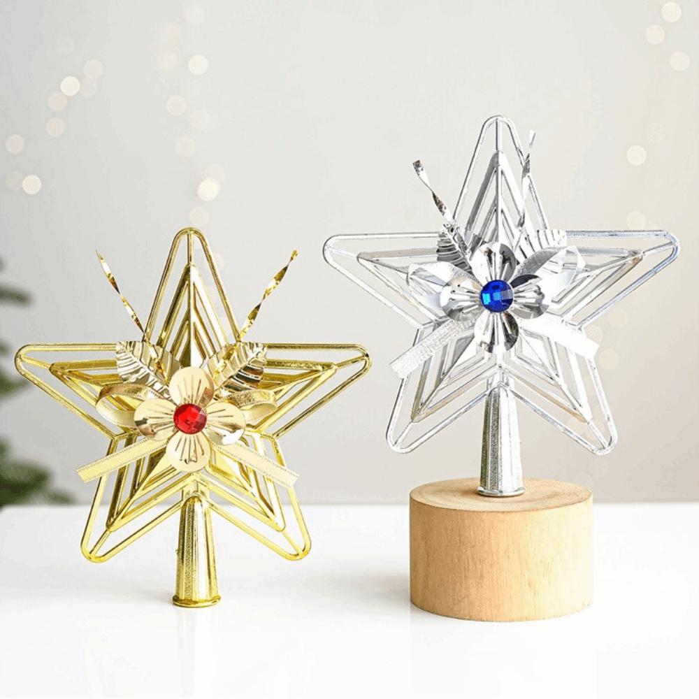 Plastic Star Topper 3D Design Star Ornament Christmas Tree Top Decor  Holiday Party