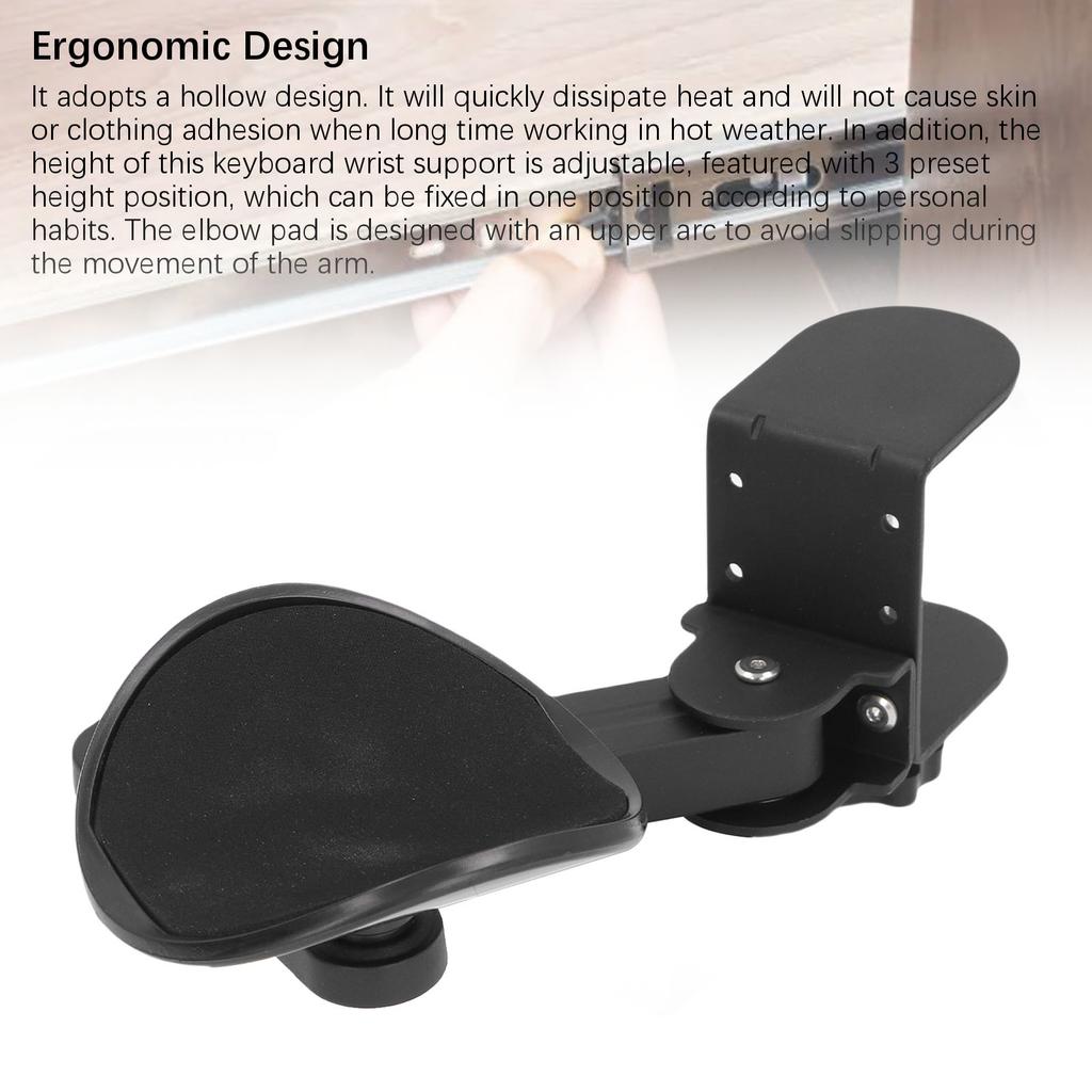 Armrest Pad Rotating Elbow Rest Holder Sturdy Clamp On Adjustable Armrest Flexible Ergonomic Aluminum Alloy Plastic for Office