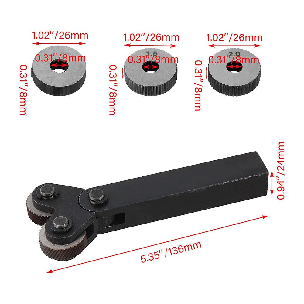 6PCS Reticulated Knurling 0.5/1.0/2.0mm Embossing Wheel +1PCS Lathe Tool Holder High-selling Tool Accessories