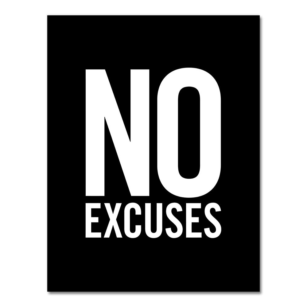 No Excuses Inspirational Quote Fitness Poster Gym Wall Decor , Motivational Art Typography Modern Canvas Painting Decoration 21X30CMNo Framed