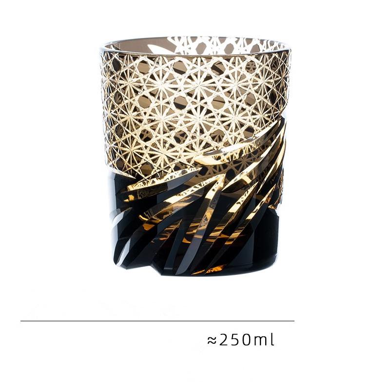 Japanese Vintage Edo Kiriko Whiskey Cup High Grade Crystal Wine Glass Dragon Eye Pattern Medieval Hand Cut Whisky Glass Gift Box