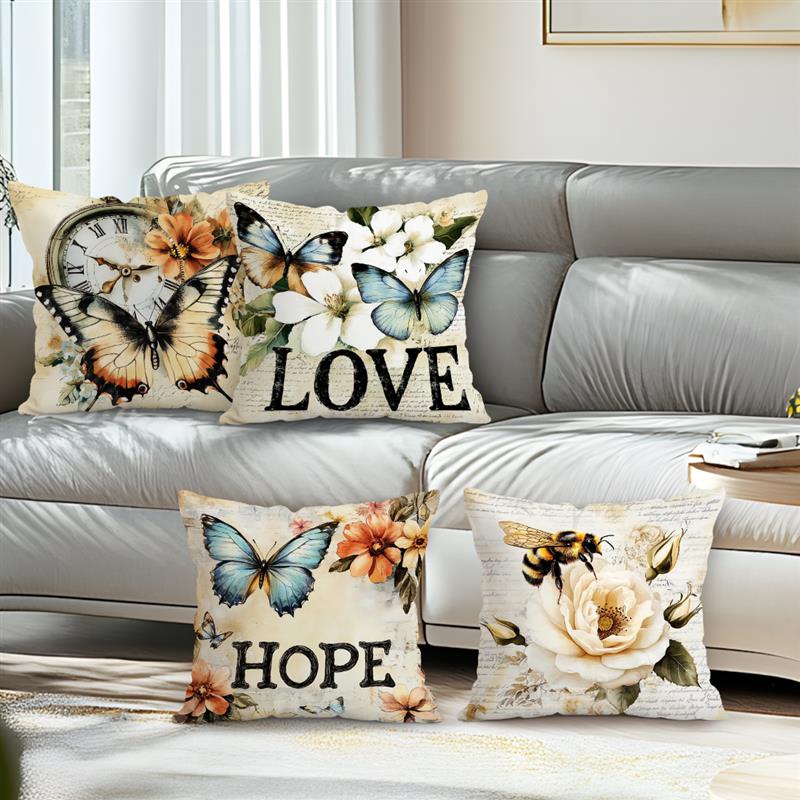 1Pc Flower Butterfly Pillow Cover For Home Living Room Bedroom Sofa Office Decorative Pillowcase Soft Throw Pillows 45X45Cm