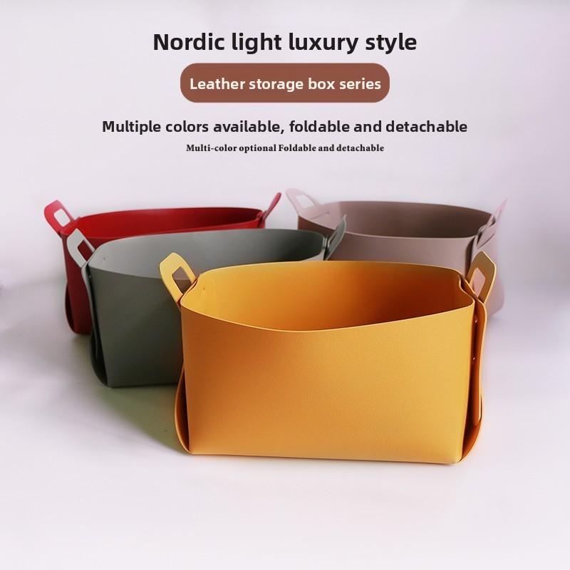 Nordic Minimalist Leather Desk Organizer With Foldable Design For Home Office And Study
