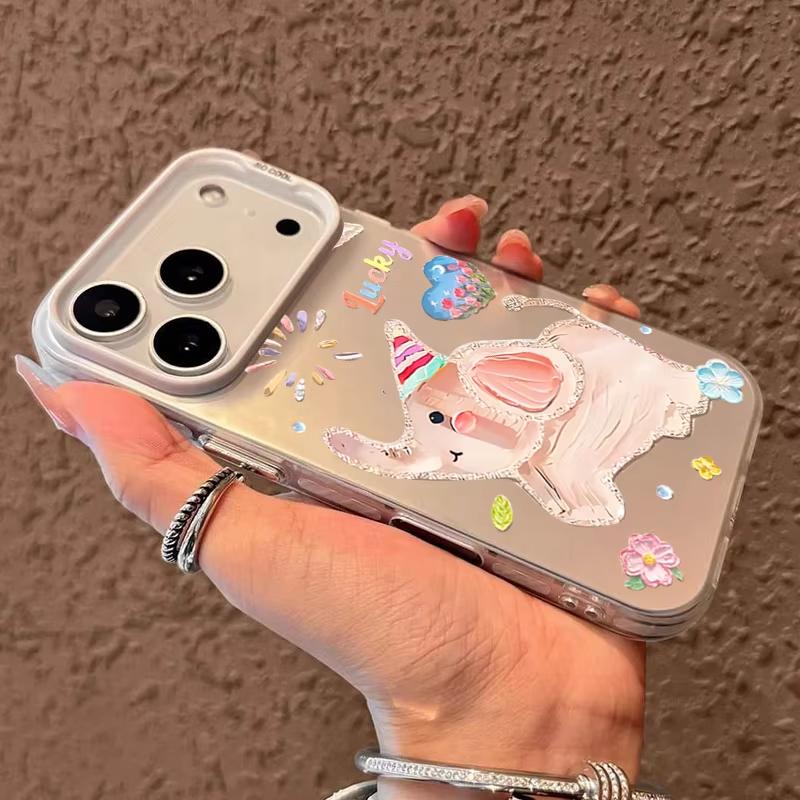 Phone Case For iPhone 17 16 15 14 13 12 11 Pro Max 17 Air 16E XR XS X 7 8 Plus Oil Painting Elephant Shockproof Silicone Cover