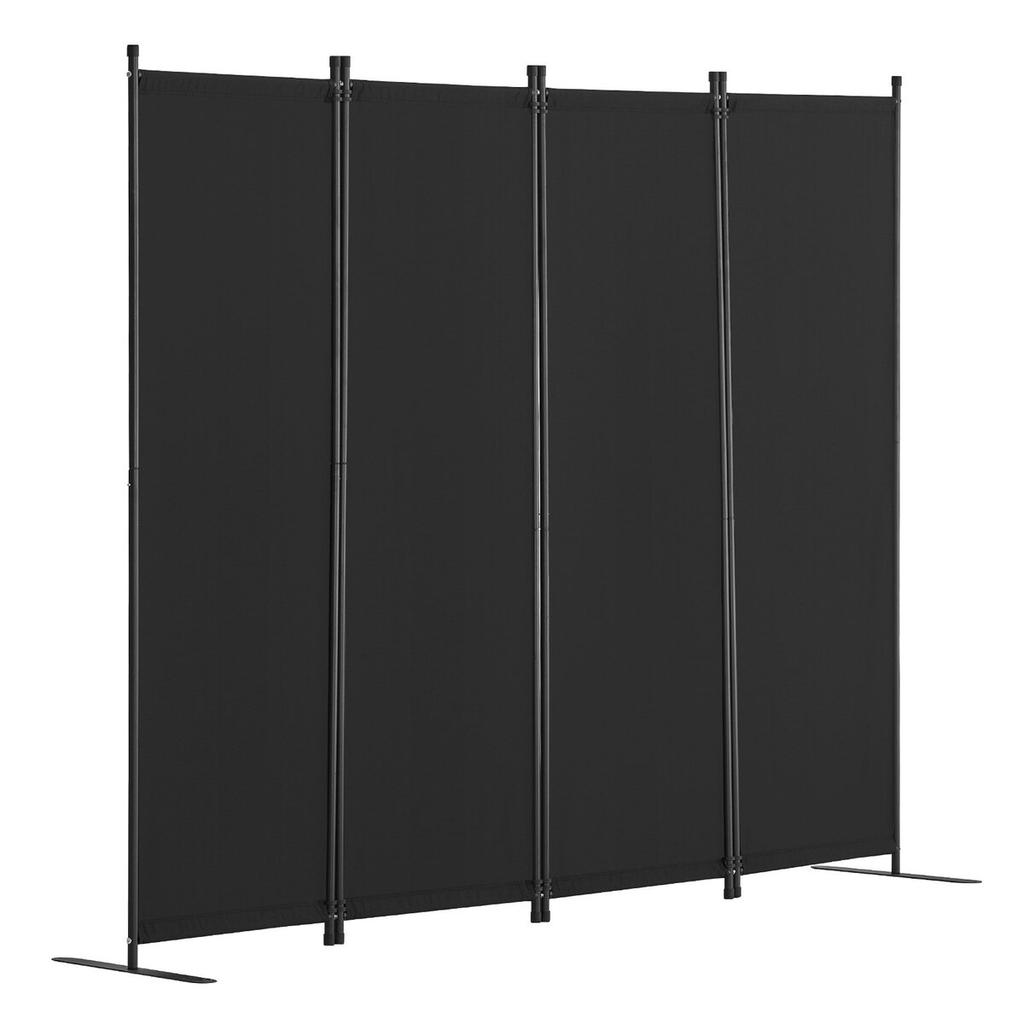 Room Divider 4-Panel Folding Privacy Screen Fabric Partition Office Black