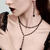 Ingemark Goth Black Imitation Crystal Chain Necklace Drop Earrings for Women Vintage Cross Jesus Moon Pendant Choker Jewelry Set