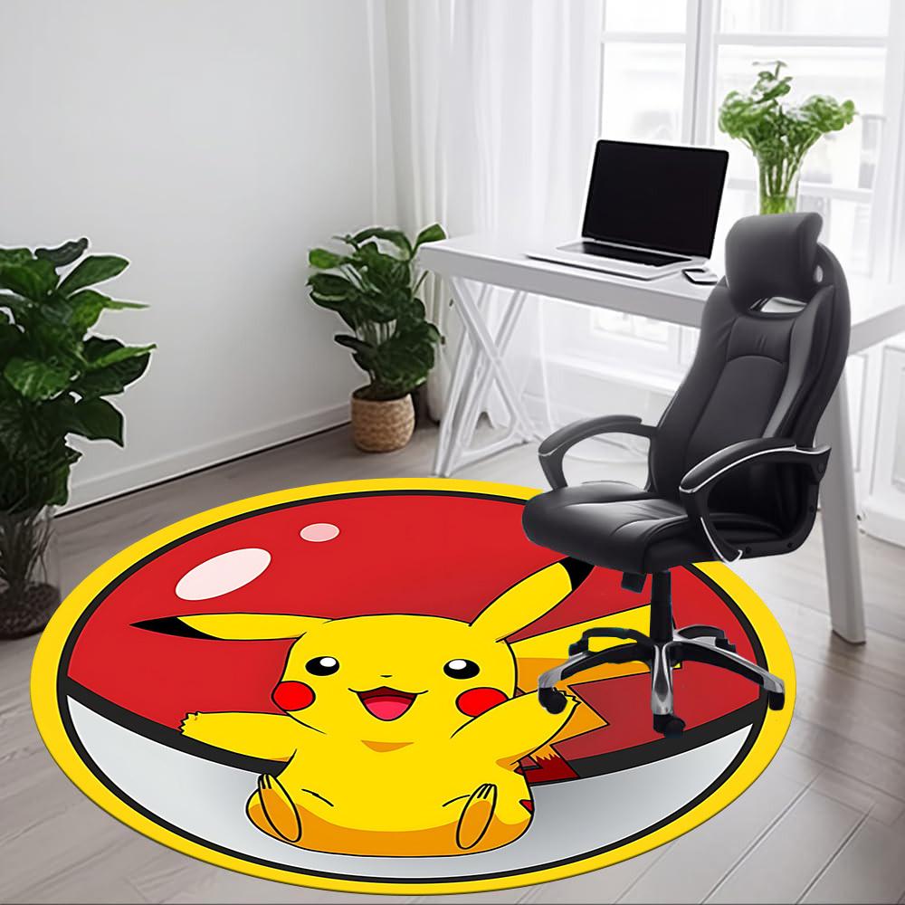 1pc Pokeball Office Round Area Rug, Indoor Mat Suitable For Office, Under Office Chairs Bedroom Living Room Home Decor, Room Deco