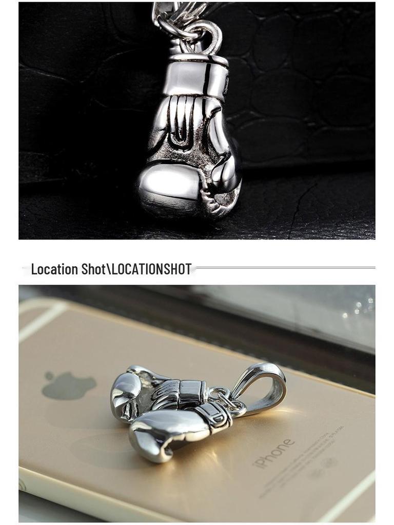 European & American Trend Men's Titanium Steel Boxing Gloves Pendant Necklace