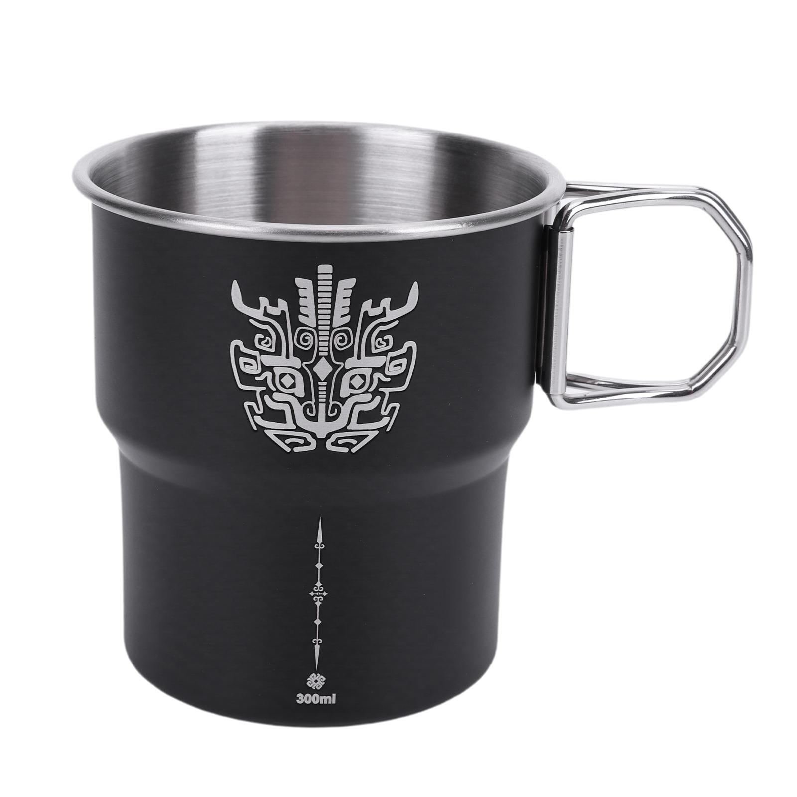 

300ml Outdoor Camping Mug Stainless Steel Camping Water Cup with Foldable Handle Stackable Travel Cutlery Picnic Utensils 300ml чёрный