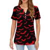Women's T Shirt Halloween Print Button Short Sleeve Daily Weekend Fashion Basic V- Neck Regular Top