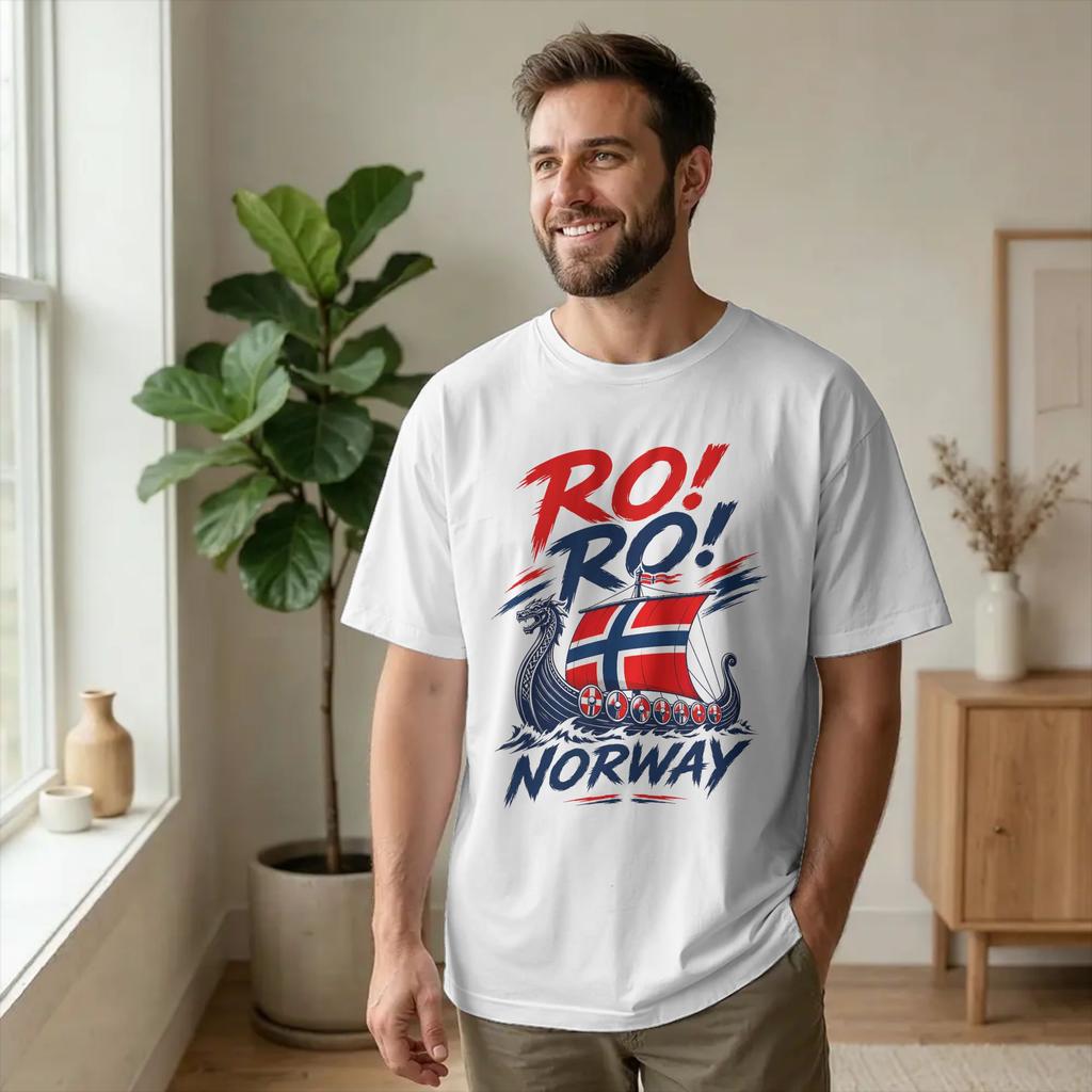 Norway Ro Funny Viking Longship Nordic Unisexs T Shirt Norse Warrior Novelty Tees Round Neck TShirts 100 Cotton New Arrival Tops