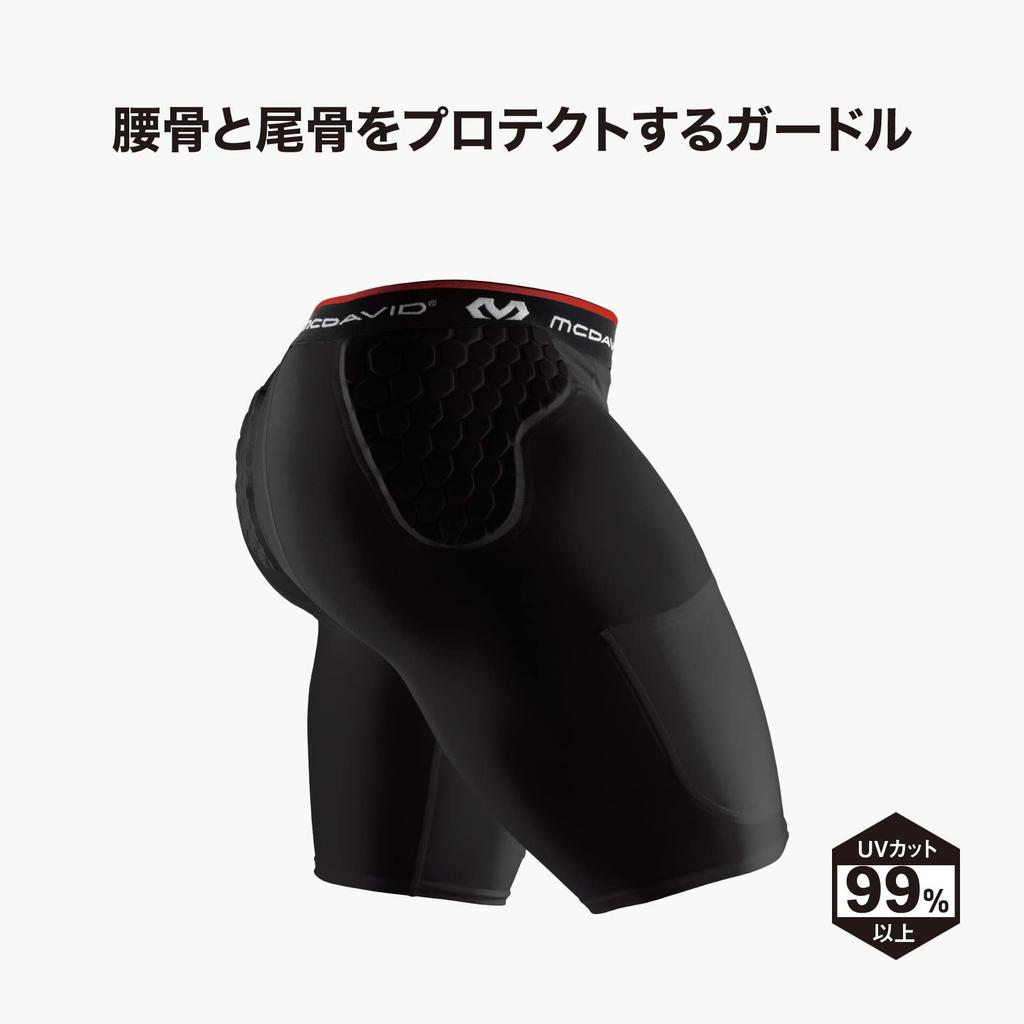 McDavid HEX Sad Shorts, Official Brand, Favorite of Basketball Player Yuta Watanabe, 9mm Thick Padded Inner Shorts for Hips and Buttocks, Black, Bruis