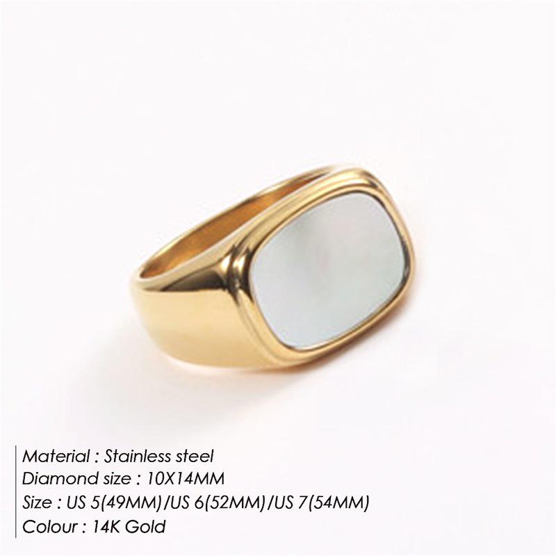 

Кольцо eManco Gold White Square из нержавеющей стали для женщин Circumference 56mm - US 8
