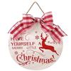 Bow Wooden Christmas Pendant Elk Christmas Door Decoration Shop Door Hanging Ornaments  Bar