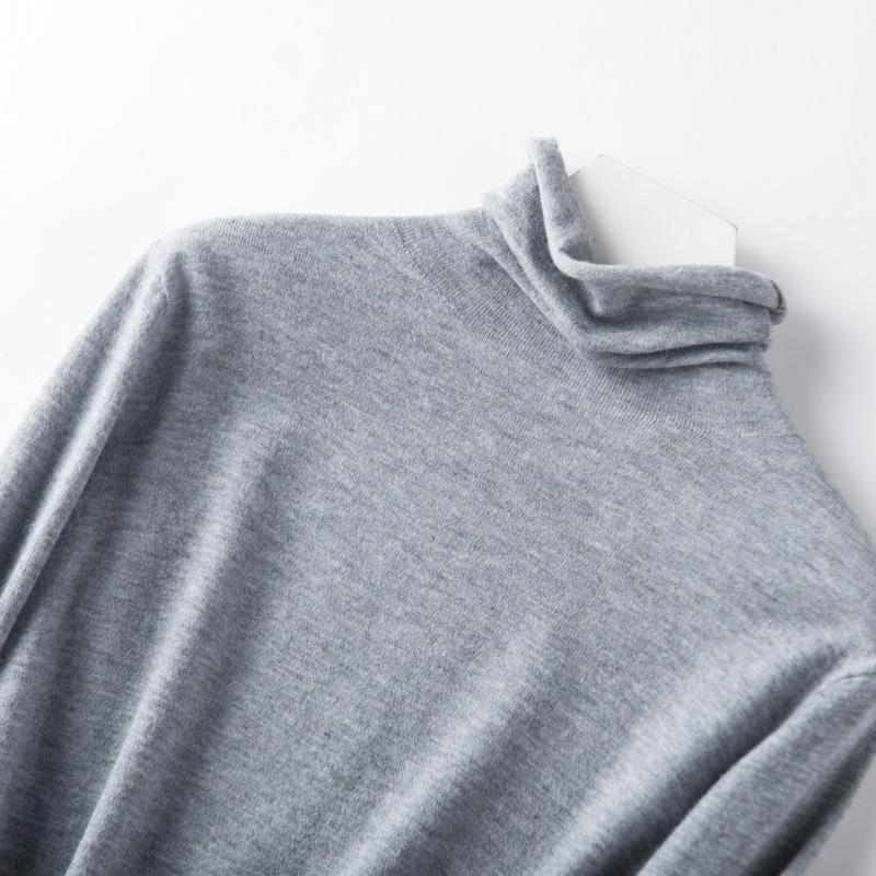 Damen Herbst Winter Übergröße Rollkragenpullover - Dickes Flor-Kragen Kurz Einfarbig Slim-Fit Strick Basis-Schicht Pullover