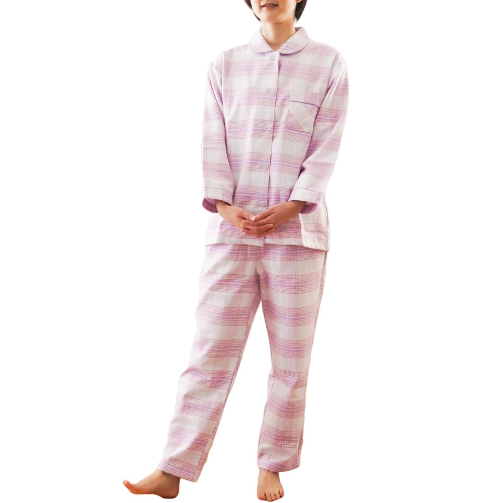 

Cotton Made in Japan as a Cotton Menmoufu Size Long Long Full Button Cotton Sleep Banshu Made in Warm [Kodawari Anminkan] Women s 100% Pajamas, [Warm