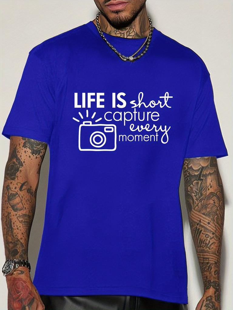 Photographer Quote Unisexs Crew Neck Cotton T Shirt Life Is Short Capture Every MoUnisext Camera Print Short Sleeve Casual Street Top