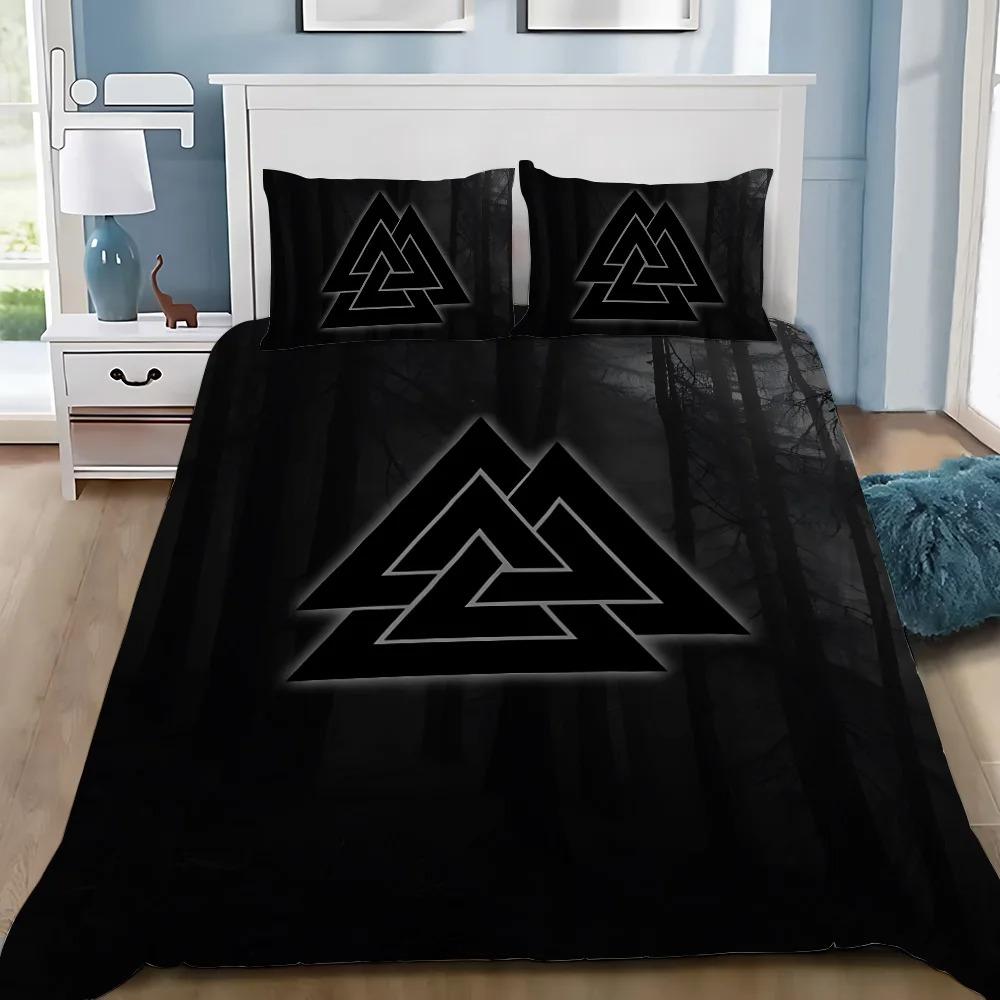 Viking Nordic Viking Mystical Symbol Duvet Cover Pillowcase Bedding Set Adult Boy Girl Bedroom Decoration Children Single Double