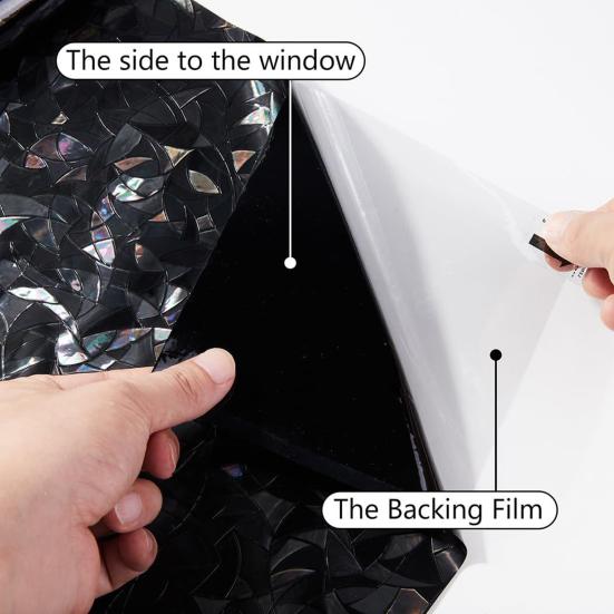 3D Black Rainbow Window Blackout Film Privacy Protection Sun Blocking Window Tint Blind Reusable Home Office Bathroom Glass Covering Cling