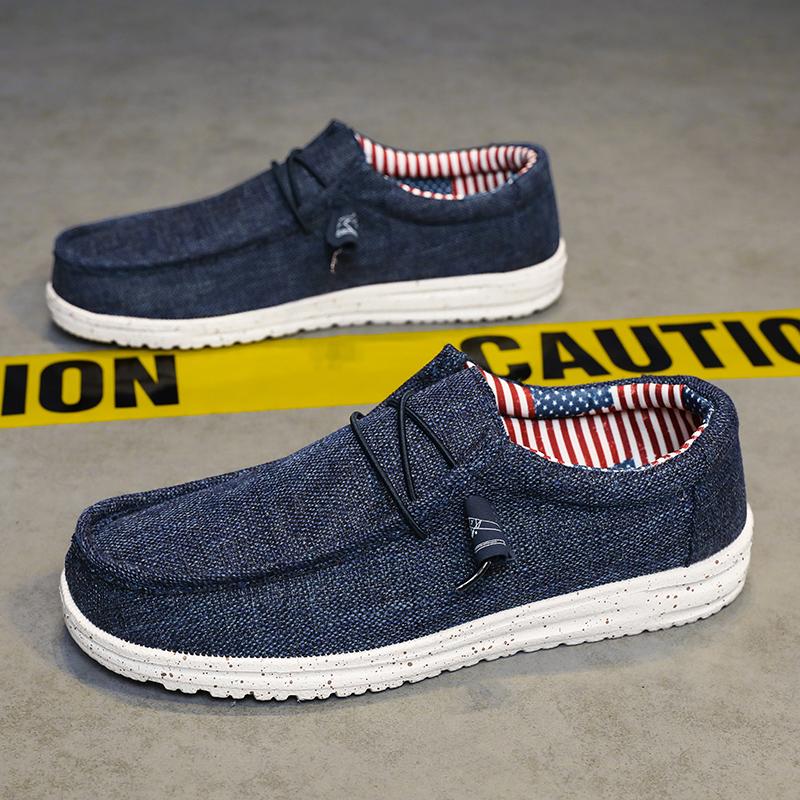 Men Shoes Casual Canvas Loafers Shoes Light Breathable Flats Leisure Male Vulcanized Shoes Walking Sneakers Plus Size 39-47