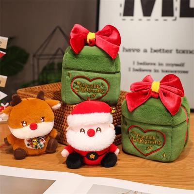 Christmas Plush Gift Box with Elk/Santa Claus Dolls (A Light Shake Changes the Shape Design)