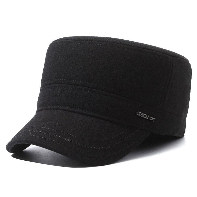 

Для пожилых людей теплая флисовая шапка с плоским верхом, защита ушей, холодная шерстяная шляпа, повседневная мужская утолщенная шляпа для пожилых людей Adjustable чёрный