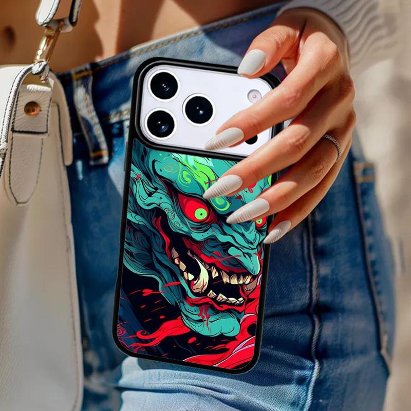 Samurai Oni Mask Phone Case For iPhone 17 Air 14 15 13 12 Max Cover For Apple 16e 11 Pro Max Plus Coque