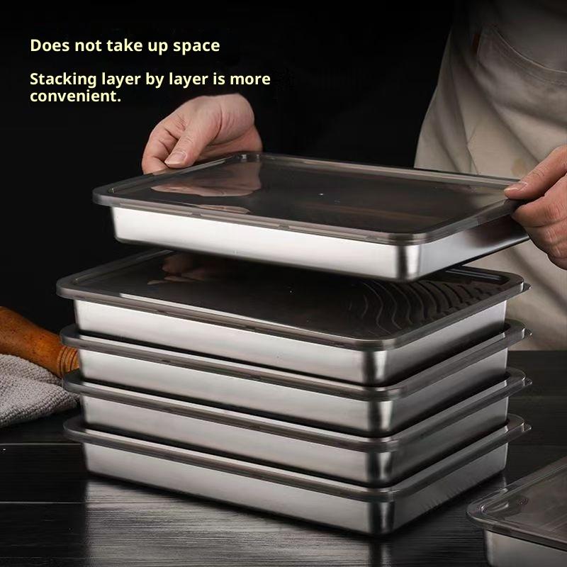 2/3/4/5 Peças Recipiente de Comida de Aço Inoxidável Caixa Com Tampa Grande Capacidade Armazenamento de Alimentos Caixa de Conservação Fresca Bandeja