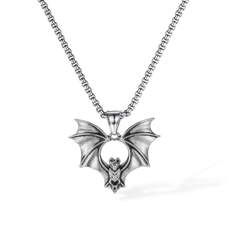 

European American Personalized Hip Hop Men s Necklace Stainless Steel Creative Bat Accessories Punk Style Neck Chain