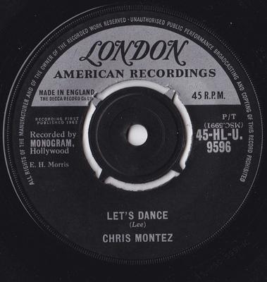 7-дюймовая пластинка КРИС МОНТЕЗ - Давай танцевать 45HLU9596 London Records, 1962 Великобритания Рок Б/У