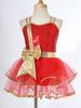 Girls Christmas Dance Dress Double Spaghetti Straps Sleeveless Shiny Sequins Bow Cami Leotard Bodysuit