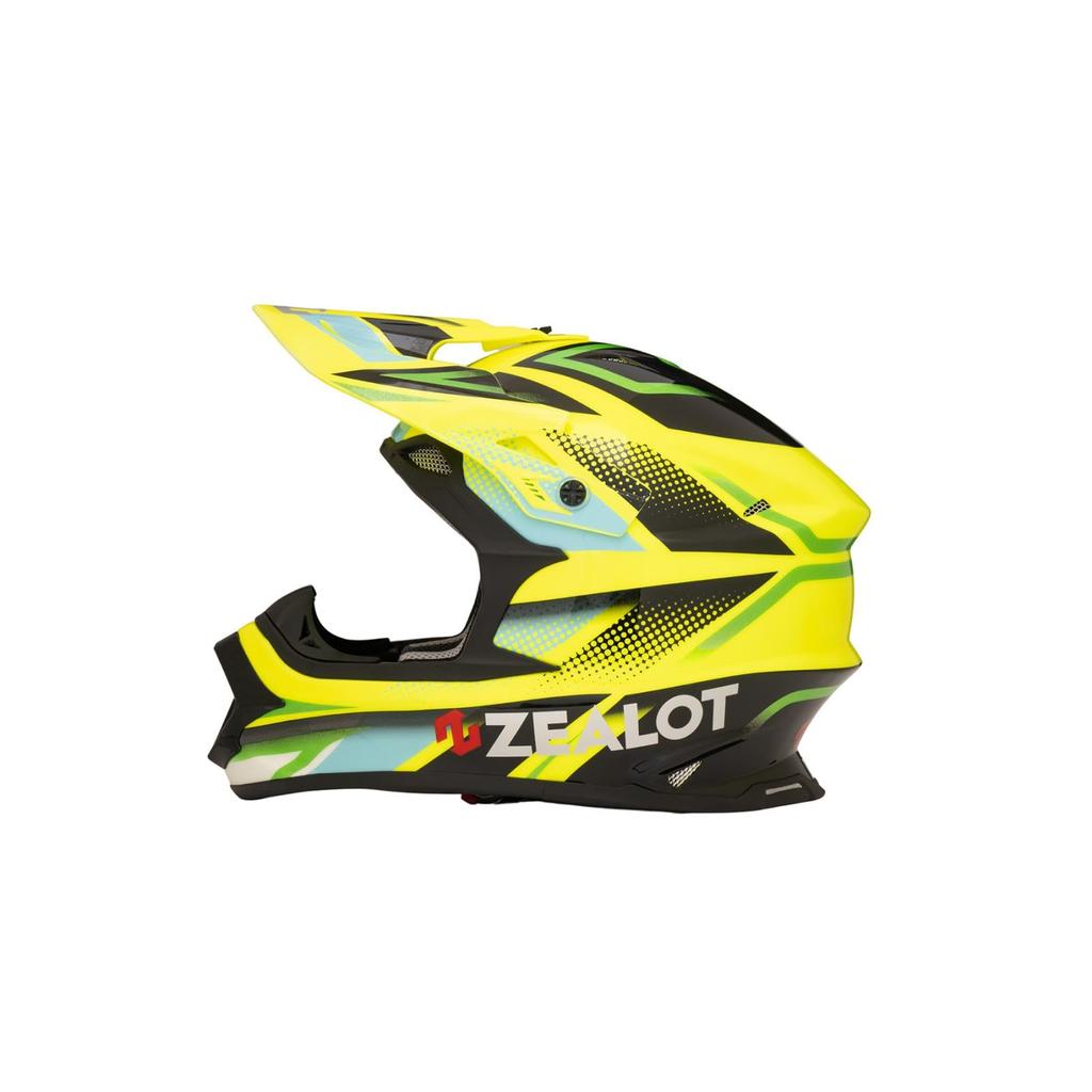 ZEALOT Mud Jumper II Flow Off-Road Helmet, Off-Road Graphics, Yellow/Black/Green, XL, 61-62cm, MJ0014/XL