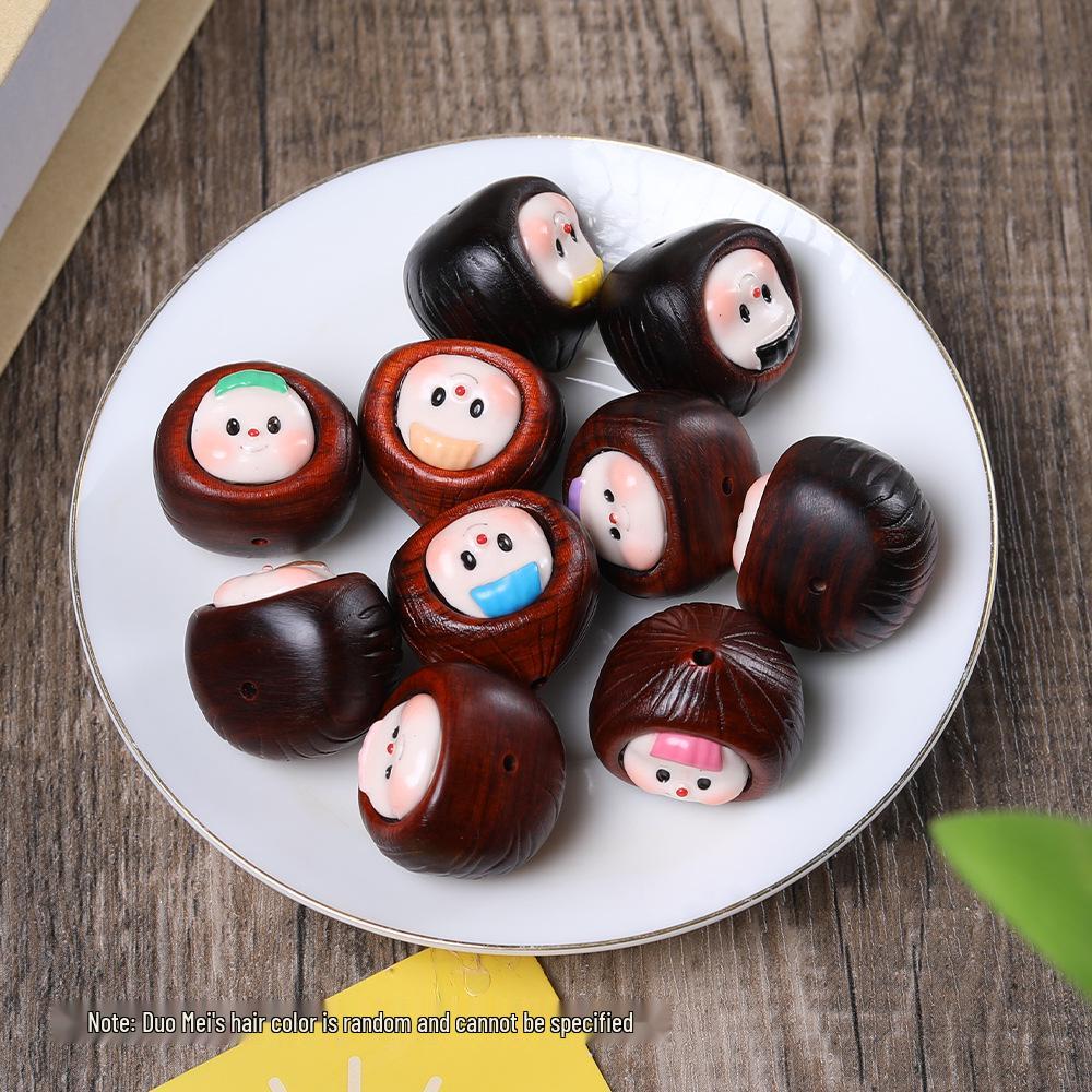 Rosewood Cartoon Chestnut Sister Garlic Pendant in Green Sandalwood Mobile Phone Chain