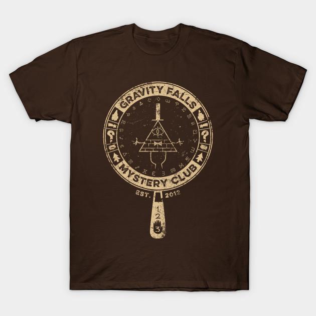 

Men Black Print T-shirt Gravity Falls Mystery Club No-Cut Transfer Paper Print Cotton Tshirt L коричневий