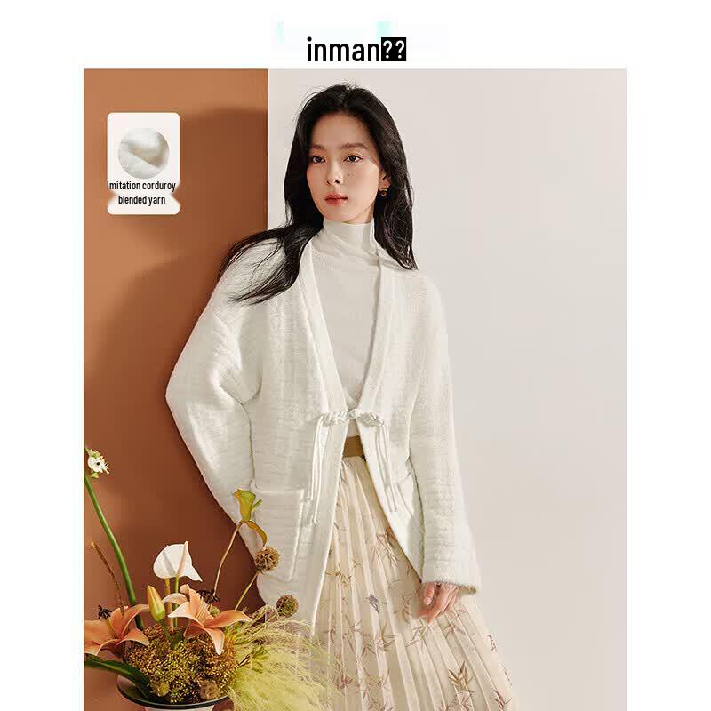 INMAN Women s New Chinese Style Imitation Cow Velvet Blend Cardigan S