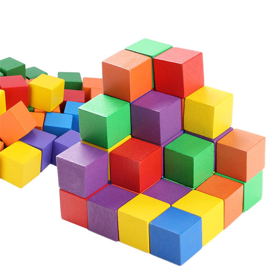 20pcs 2cm Multiple Colors Wooden Cube Building Blocks Mathematics Geometric Space Cube Teaching Aids Creativity Imagination JXB