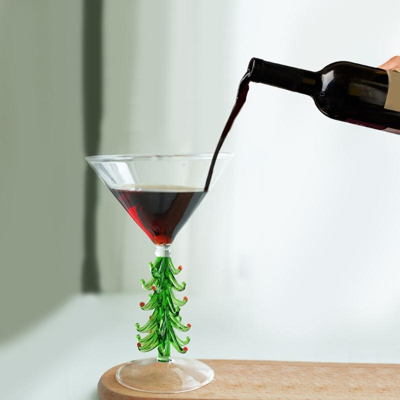 Christmas Tree Glassware Transparent Cocktails Drinking Glass Beverage Cup Festival Drinkware for Holiday Parties