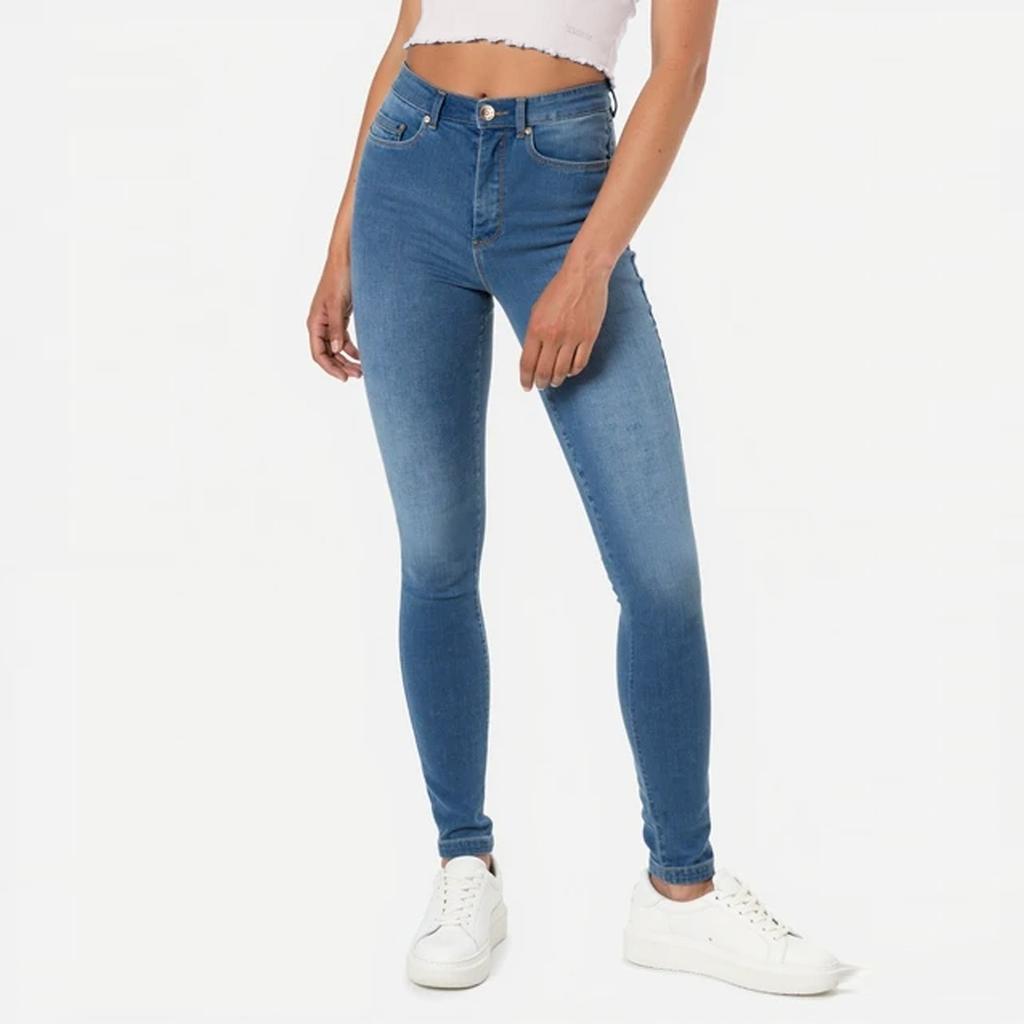 Dames Stilig Ensfarget Casual Lomme Høy midje Slim Blyant Denim Bukser