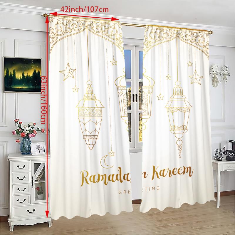 Ramadan Auspicious Curtain Living Room Bedroom Decorative Curtains Set Of 2 Made Polyester Decor