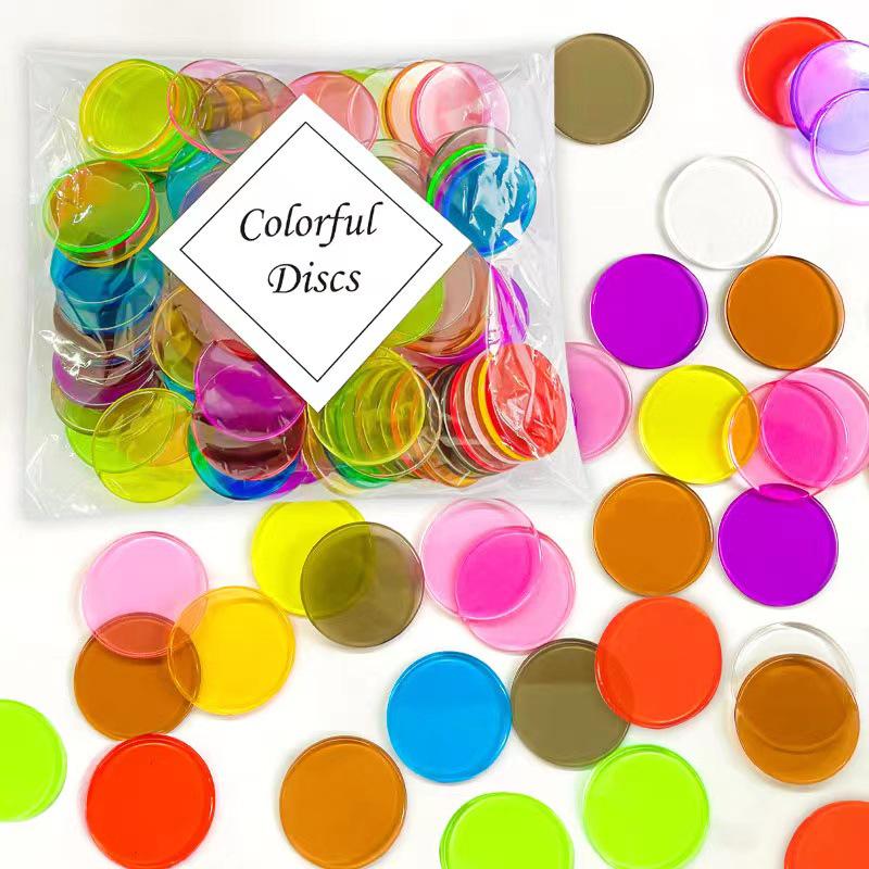 25mm Thickened Transparent Round Pieces, 10 Colors - Early Education & Math Teaching Aids