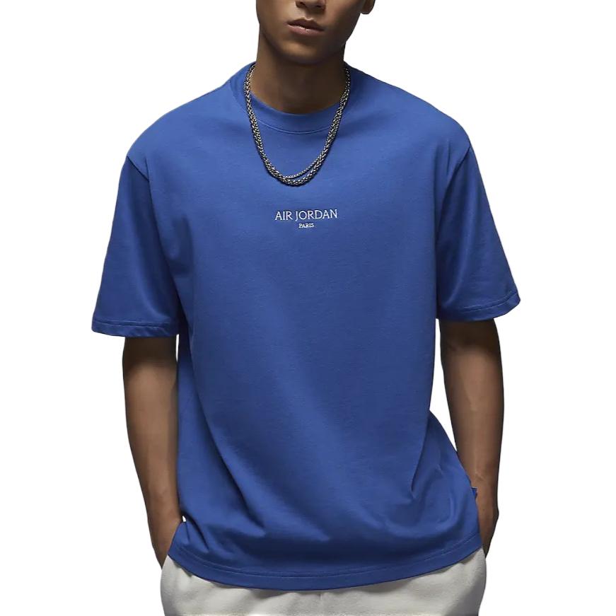 Nike Breathable Letter Print Design Comfortable Pullover Short Sleeve T-Shirt Men Tops Blue HF5491480