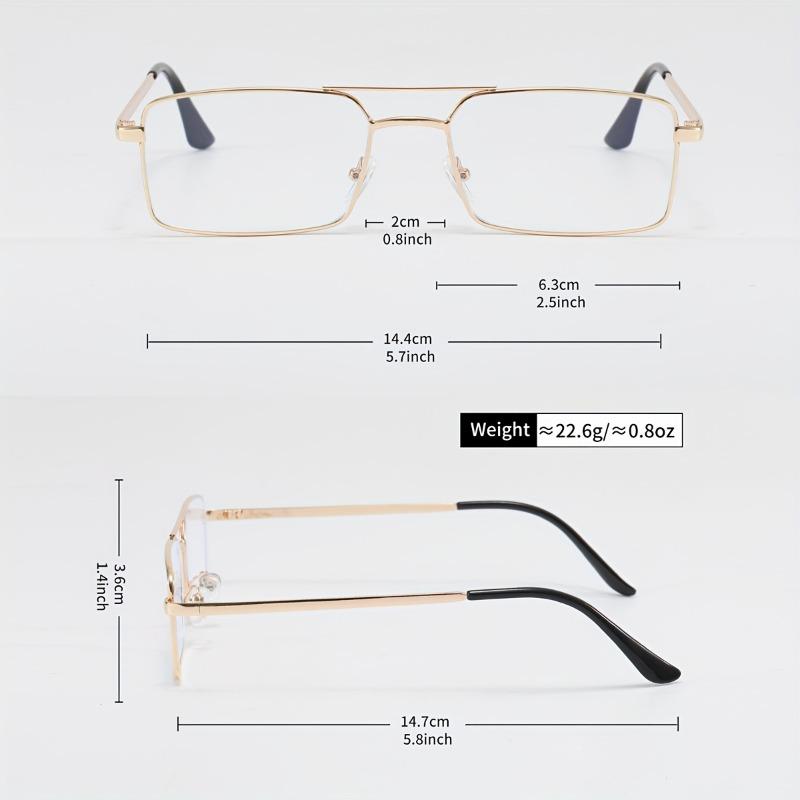 [Vintage Flat Lens Glasses] Unisex Full-Frame Metal Vintage Flat Lens Glasses - 1 Pair - New Summer Fashion Trend for Business Casual Daily Wear