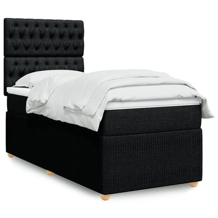 VidaXL Sommier à lattes de lit avec matelas Noir 100x200 cm Tissu 3294276