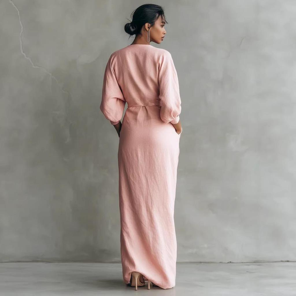 Dames V-hals Taille-cinching Jurk - Lente Zomer Vakantiestijl