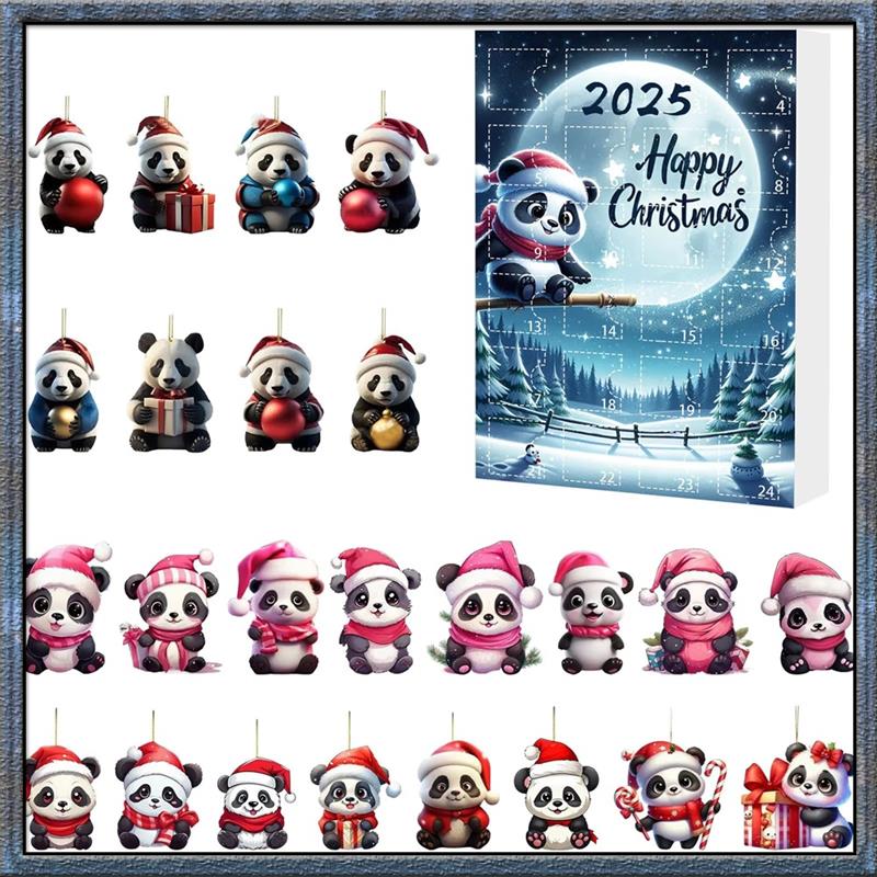 

Aug. For Home Decor Christmas Advent Calendar With Santa Hats Acrylic Mini Xmas Tree Panda Pendant For Home& Garden Decorations