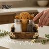 Decorative Tissue Holder Highland Cow Seasoning Bottle Holder/Tissue Box, Farmhouse Resin Storage Stylish Tabletop Organizer, Box for Kitchen