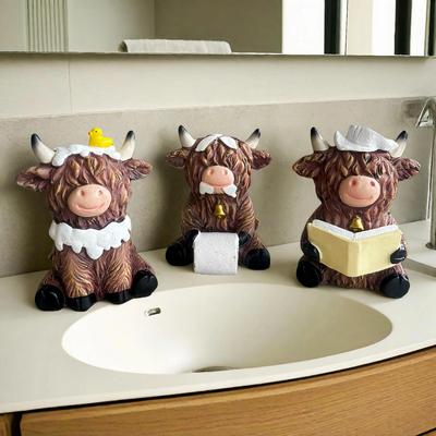 Hochlandrind-Harzstatue: Kreative Badezimmerdekoration & Festivalgeschenk
